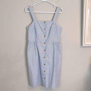 J. crew blue and white striped Button up sleeveless dress